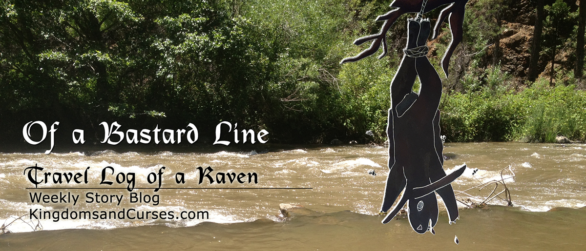 "Of a Bastard Line", a drawing of a rabbit bleeding out over a creek